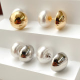 Roud Gold And Pearl Studs  CMEADL-2402964