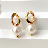 Simple Chunky Chain Pearl Earrings