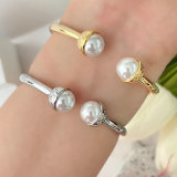 Fashion Metal Pearl Bangle