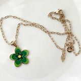 Stainless Steel Enamel Flower Necklace