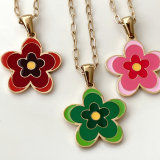 Stainless Steel Enamel Flower Necklace