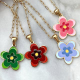 Stainless Steel Enamel Flower Necklace