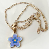 Stainless Steel Enamel Flower Necklace