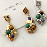 Stainless Steel Gemstone Drop Earrings