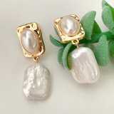 Square Pearl Pendant Earrings  CMEADL-2418808