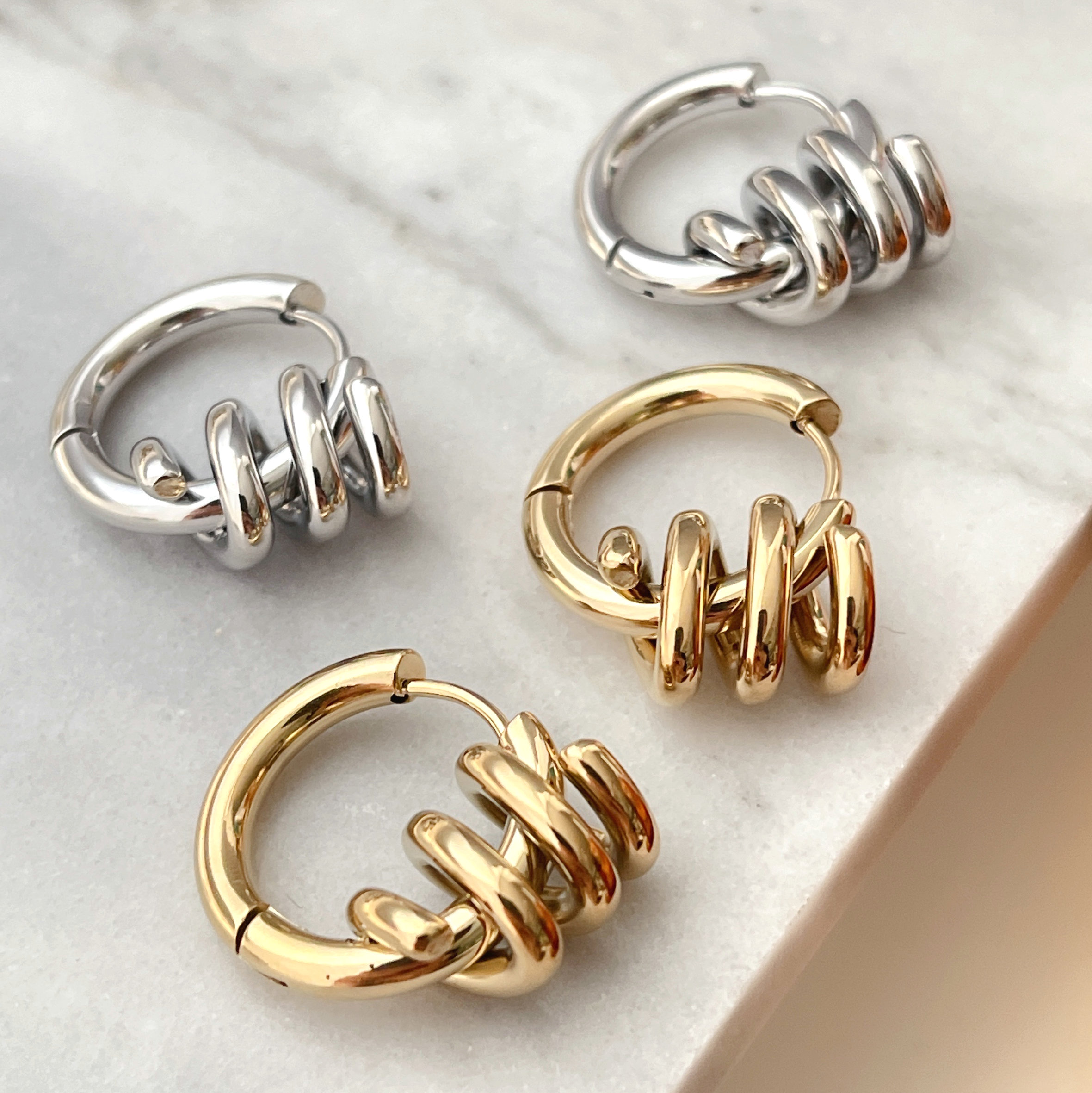 Stainless Steel Spring Hoop Earrings