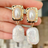 Square Pearl Pendant Earrings  CMEADL-2418808