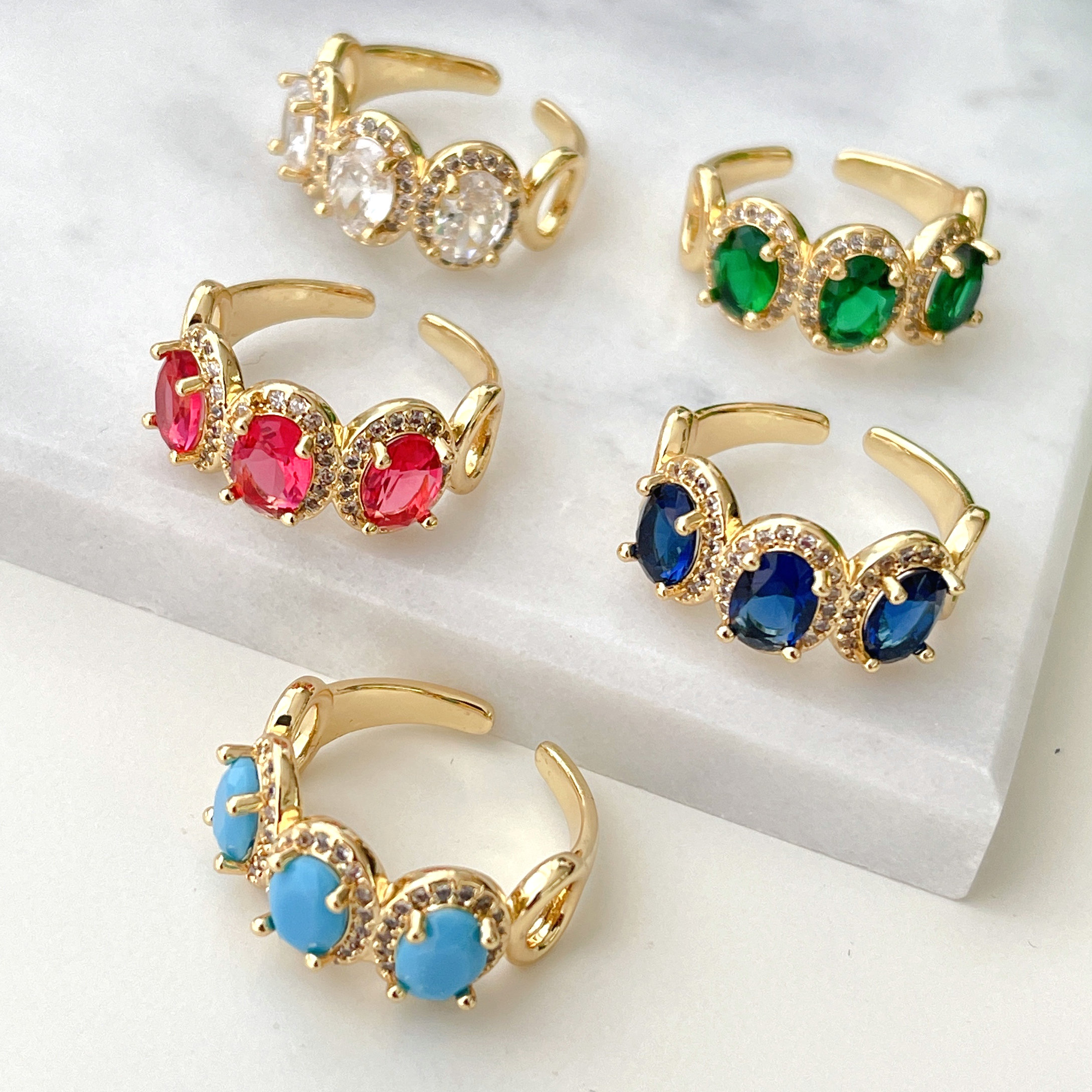 Oval Zircon Adjustable Ring