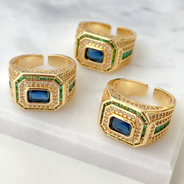 Mirco Pave Square Adjustable Ring