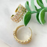 Three Line Zircon  Adjustable Ring