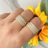 Three Line Zircon  Adjustable Ring