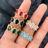 Oval Zircon Adjustable Ring