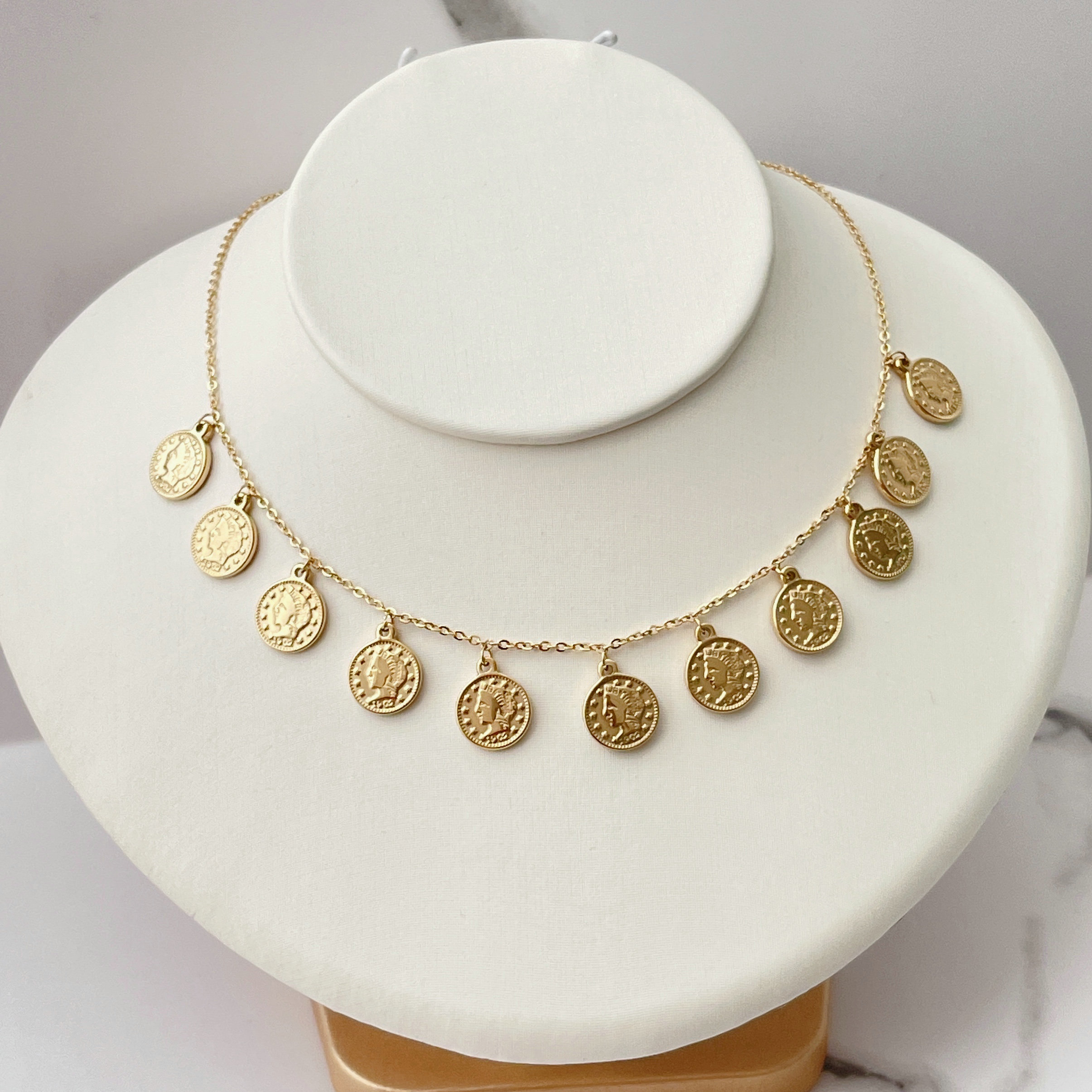 Stainless Steel Coin Charm Necklace