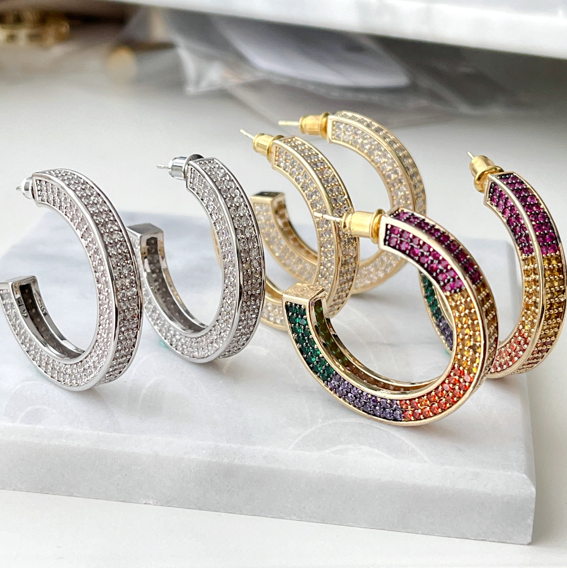 Big Pave Zircon Hoop Earrings