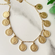 Stainless Steel Coin Charm Necklace