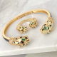 Black leopard two head Enamel Bangle Set
