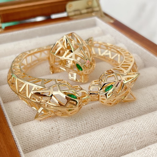 Hollowed leopard Bangle Set