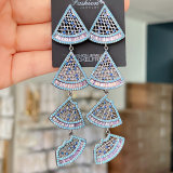 Pave Zircon  Long fan Earrings