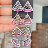 Pave Zircon  Long fan Earrings