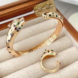 Black leopard head Enamel Bracelet Set
