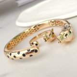 Black leopard head Enamel Bracelet Set