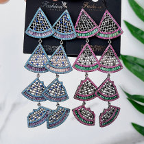 Pave Zircon  Long fan Earrings