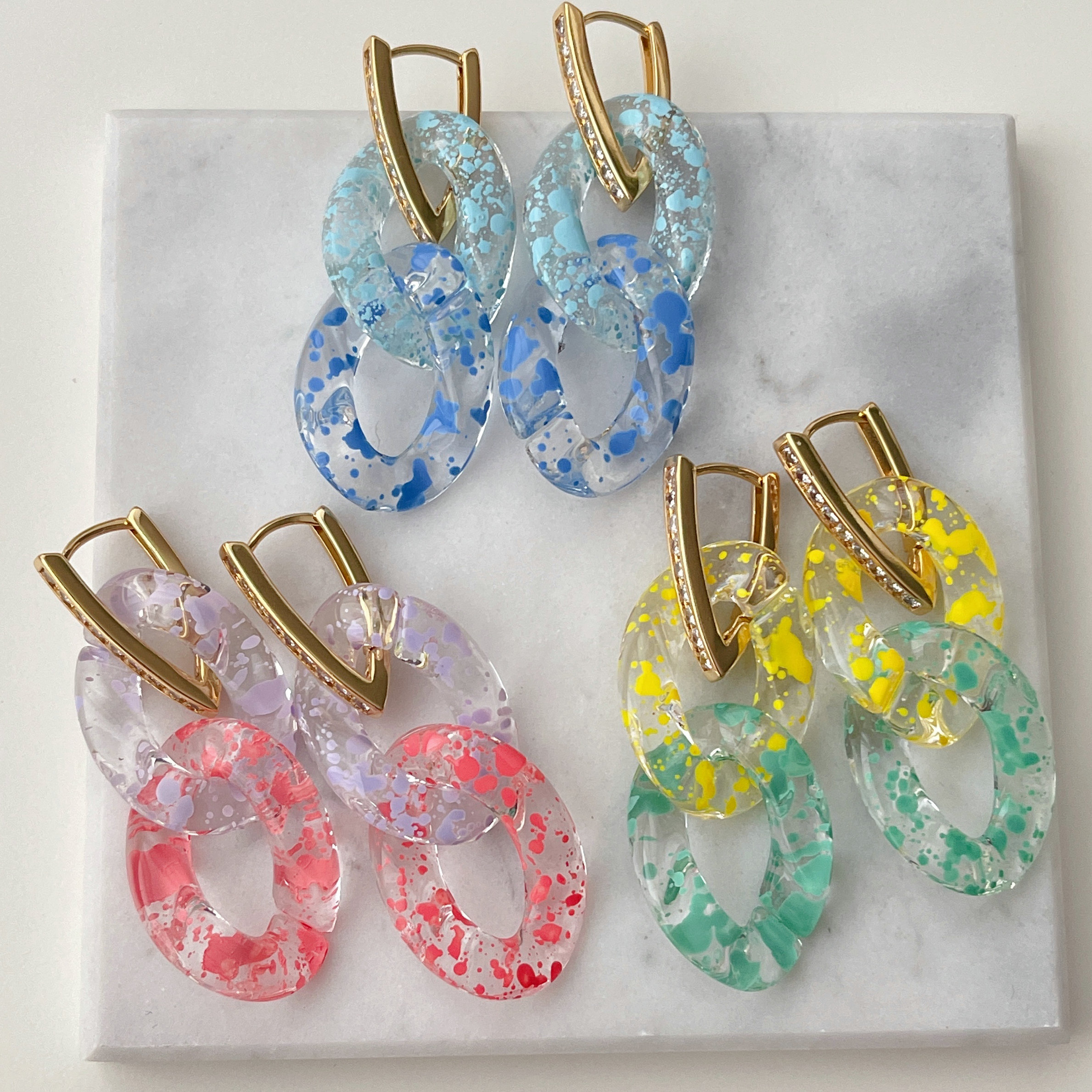 Triangular Acrylic Chain Drop Earrings