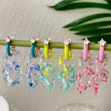 Enamel Acrylic Chain Drop Earrings