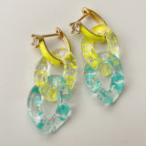 Enamel Acrylic Chain Drop Earrings