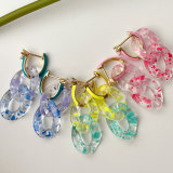 Enamel Acrylic Chain Drop Earrings