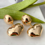 Metal Gold Plated Heart Drop Earrings CMEADL-2426405