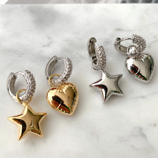 Star Heart Drop Earrings CMEXW-2426461