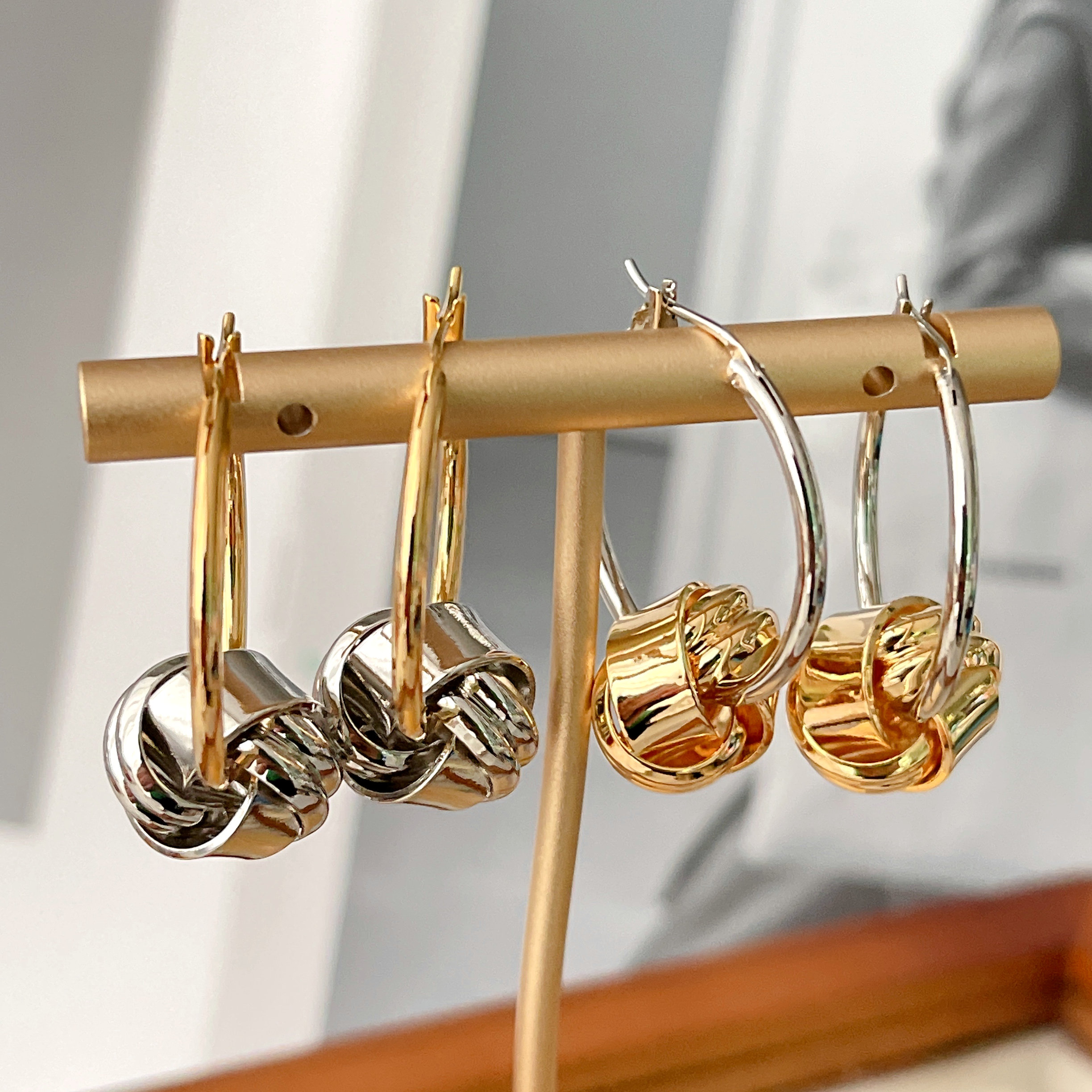 Big Hoop Earring WIth Knotted Beads CMEADL-2426413