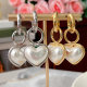 Double color ( white / red ) heart drop earrings CMEXW-2426462