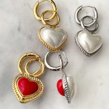 Double color ( white / red ) heart drop earrings CMEXW-2426462