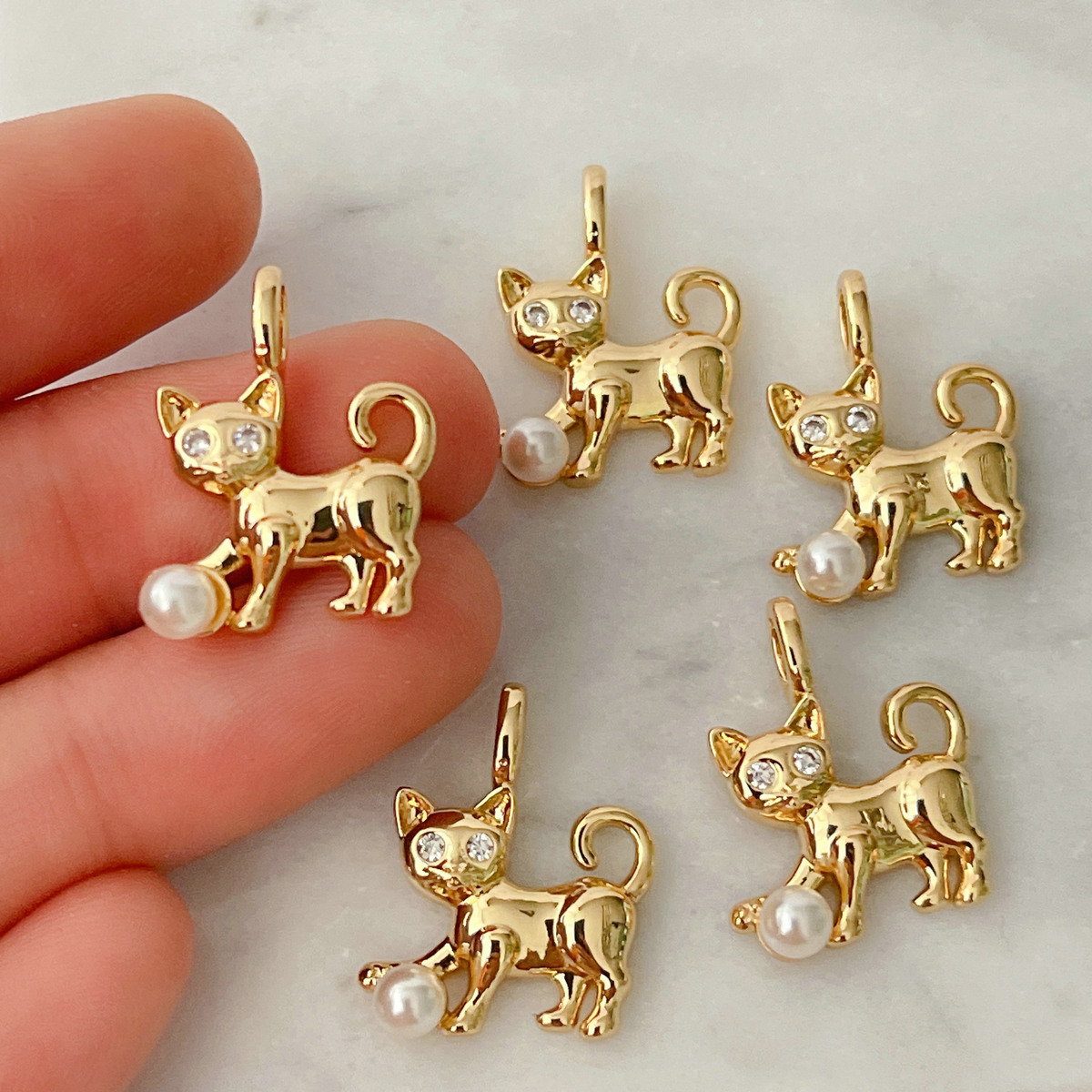 18k Gold Plated Cat Charm
