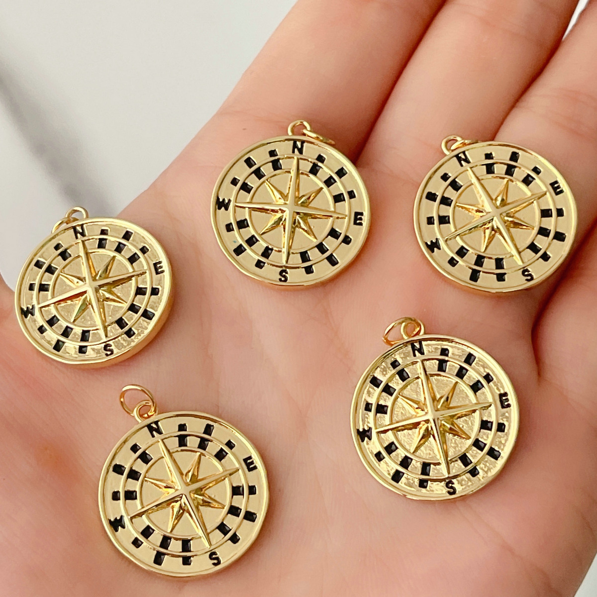 Circular Black Compass Pendant