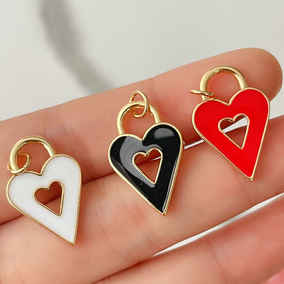 Enamel Hollow Heart Pendant