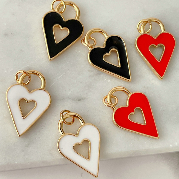 Enamel Hollow Heart Pendant