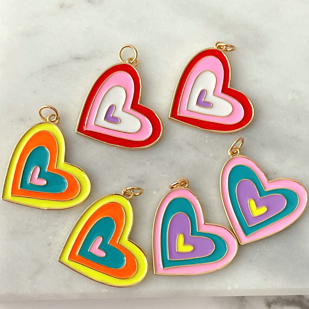 Rainbow heart Enamel Pendant