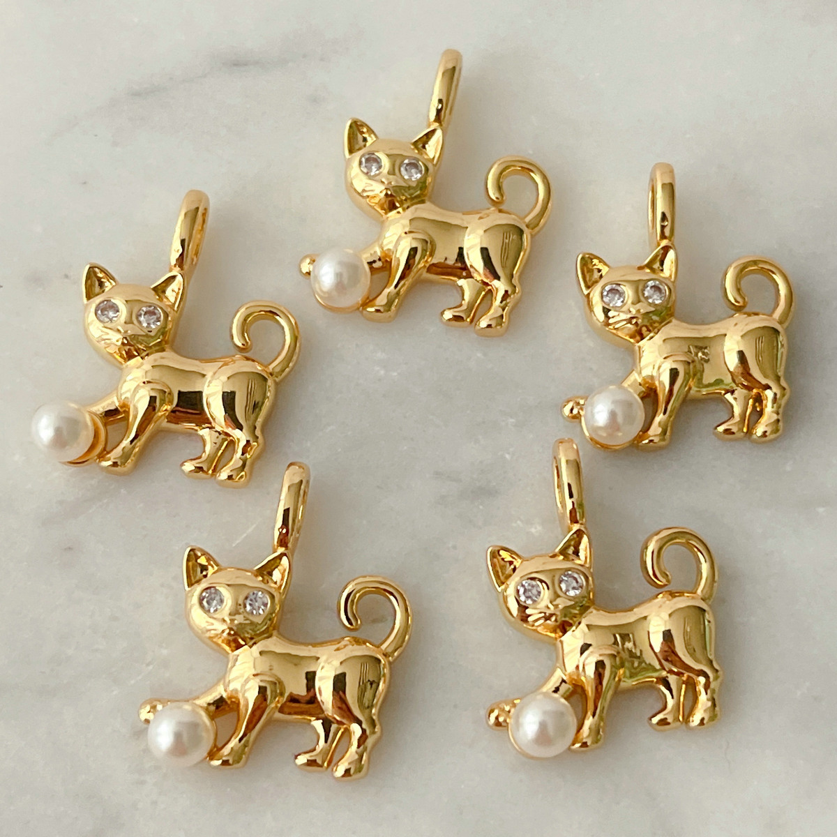 18k Gold Plated Cat Charm