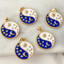 Blue Enamel YingYang Charm