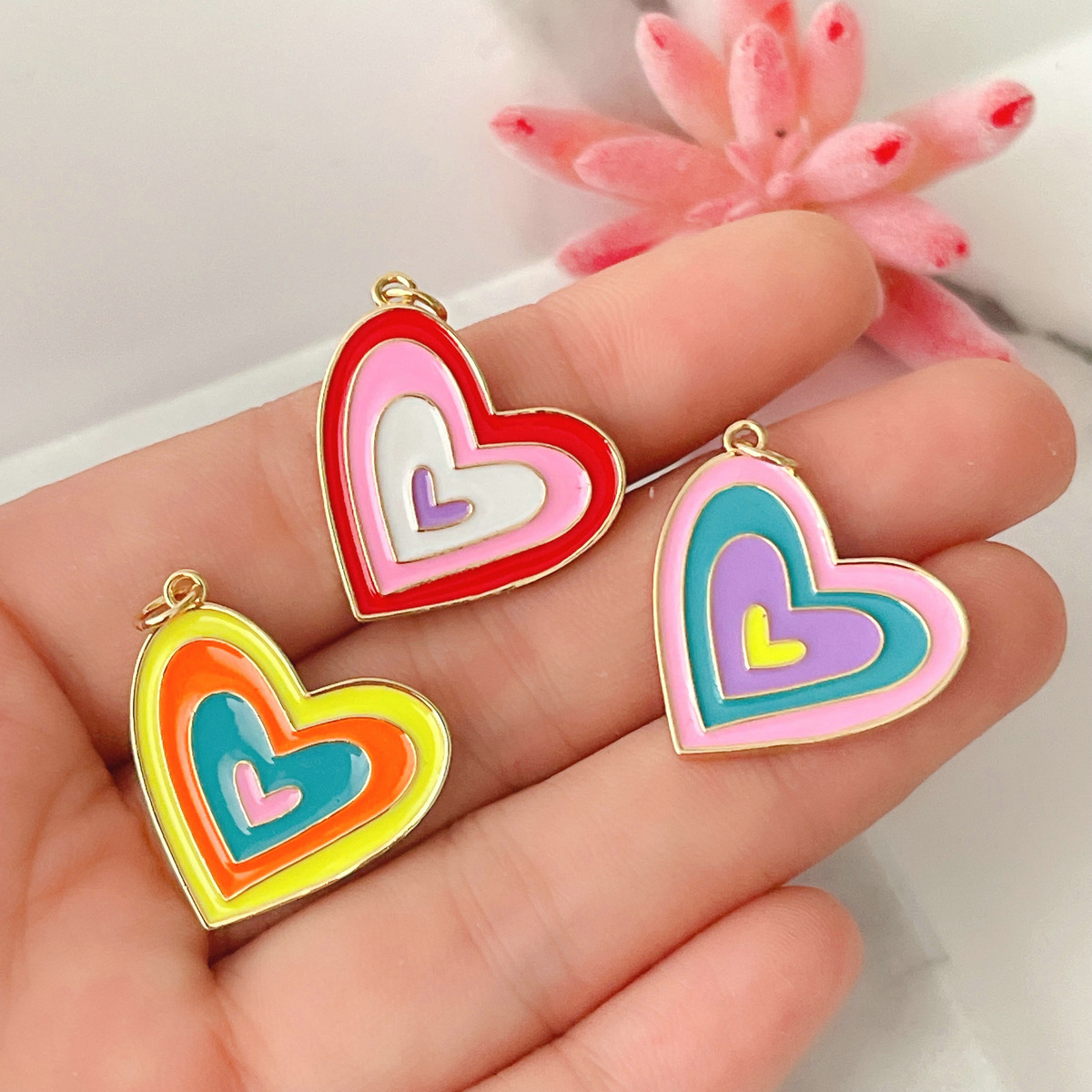 Rainbow heart Enamel Pendant