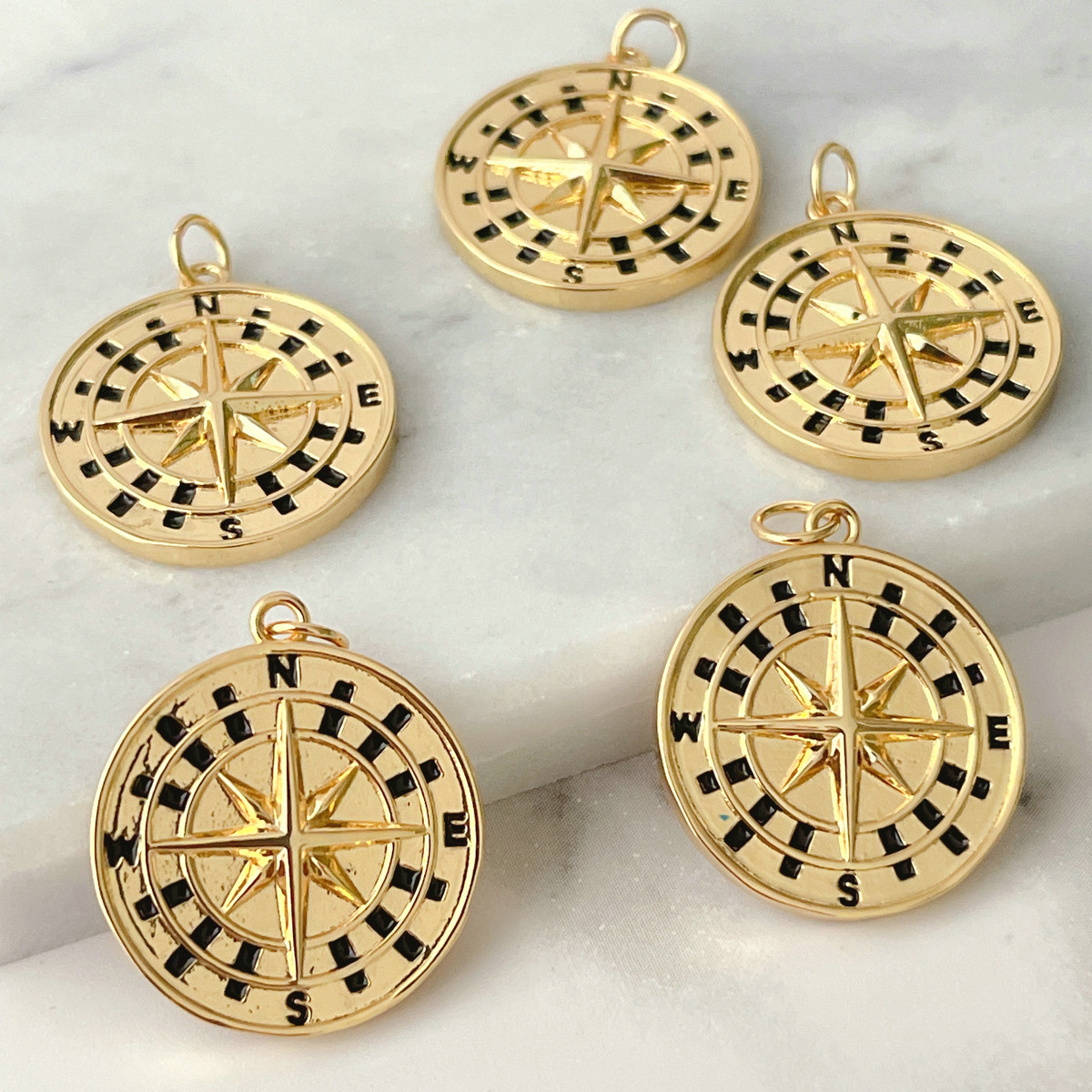 Circular Black Compass Pendant