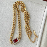 316 Stainless Steel Stone Cuban Chain Necklace