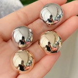 Metal Round Stud Earrings CMEADL-2436923