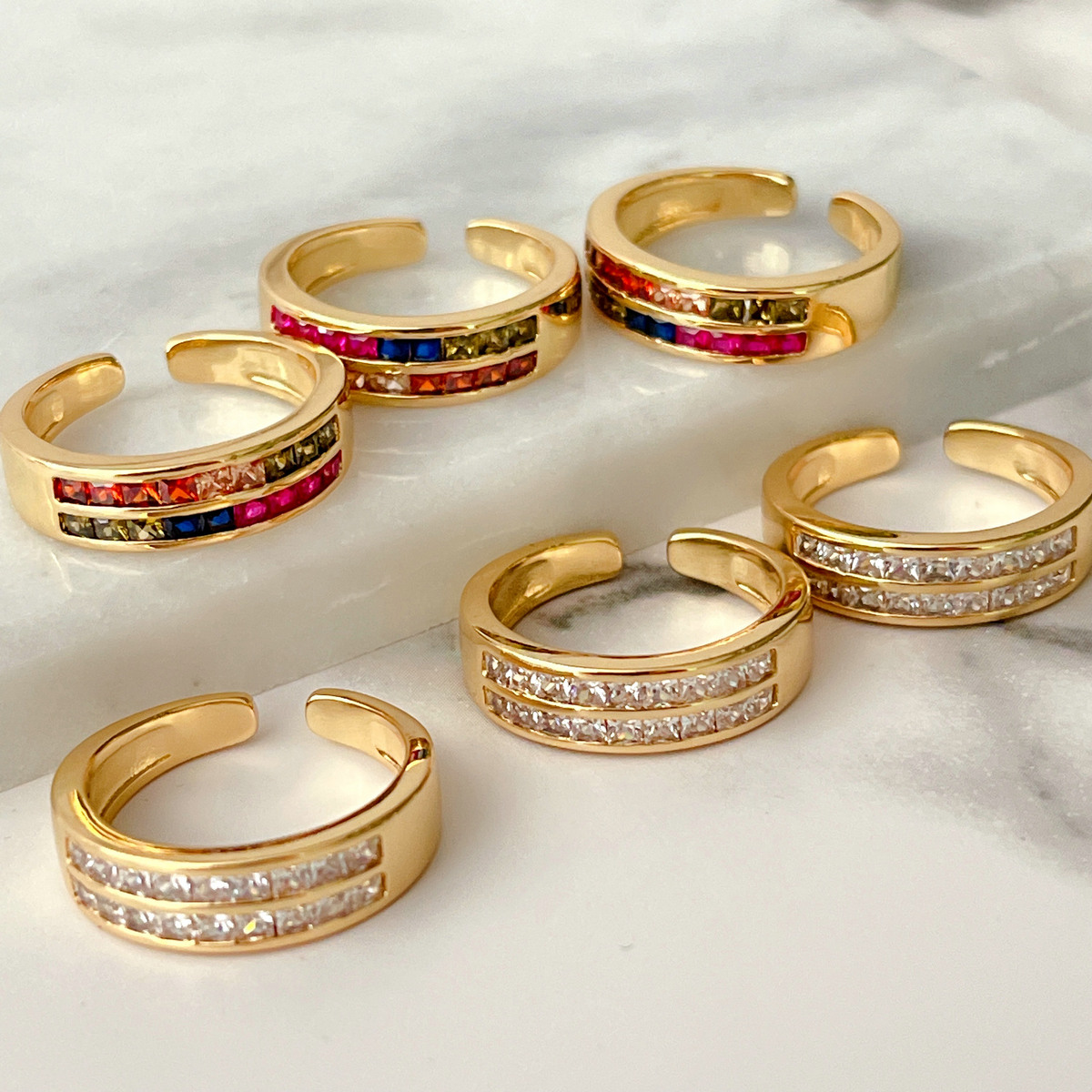 Two zircon line adjustable ring