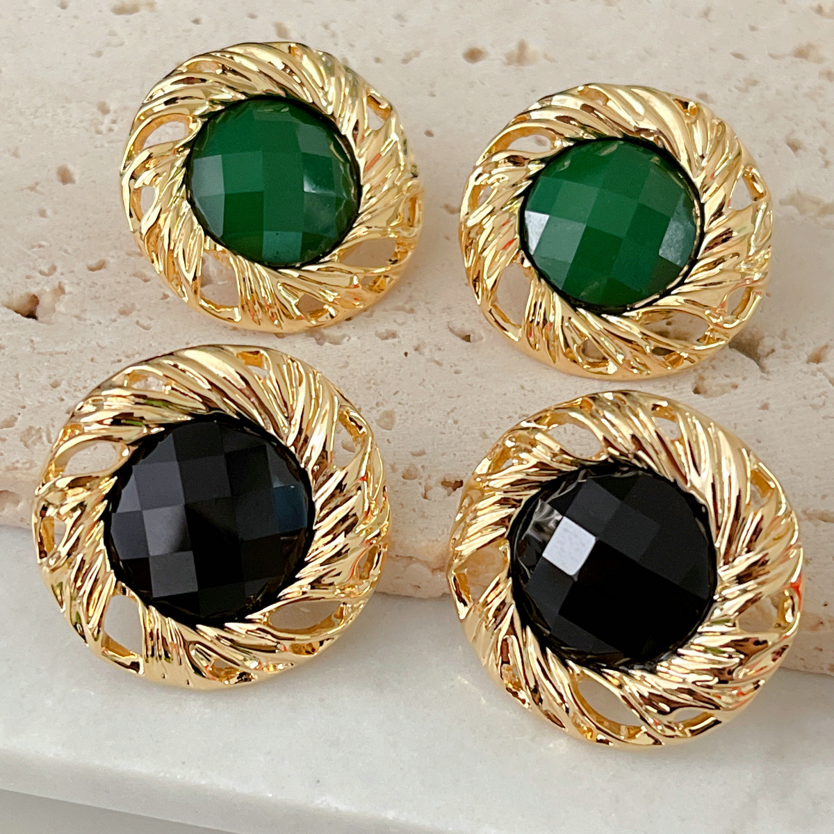 Big Round Stone Earrings Earrings CMEADL-2436936