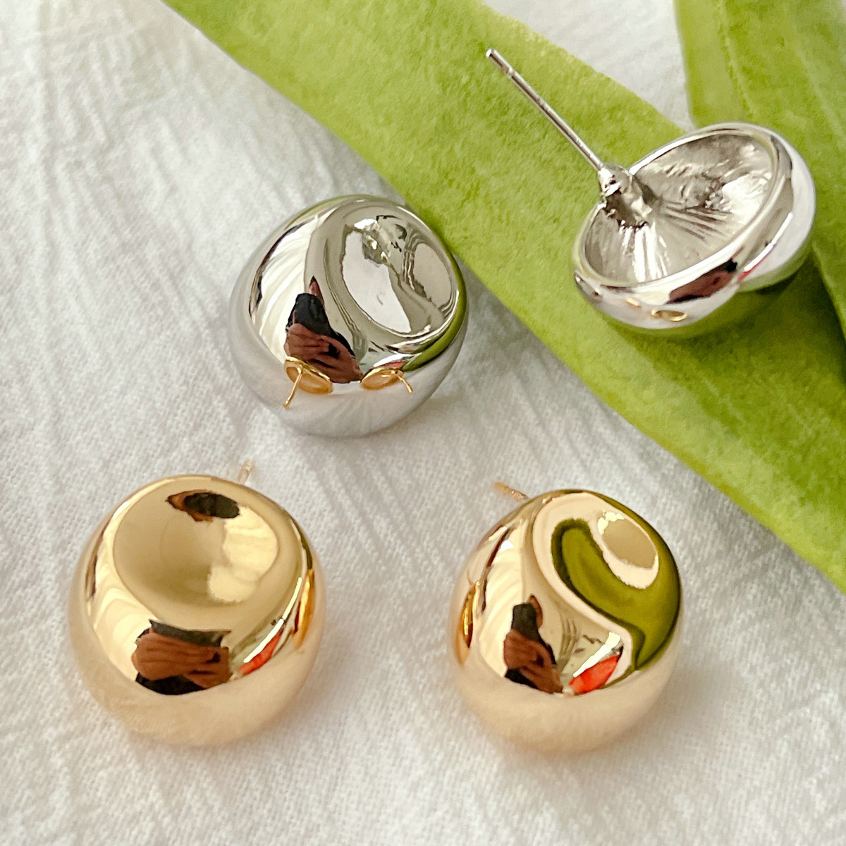 Bean metal stud earrings CMEADL-2436927