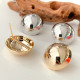 Metal Round Stud Earrings CMEADL-2436923